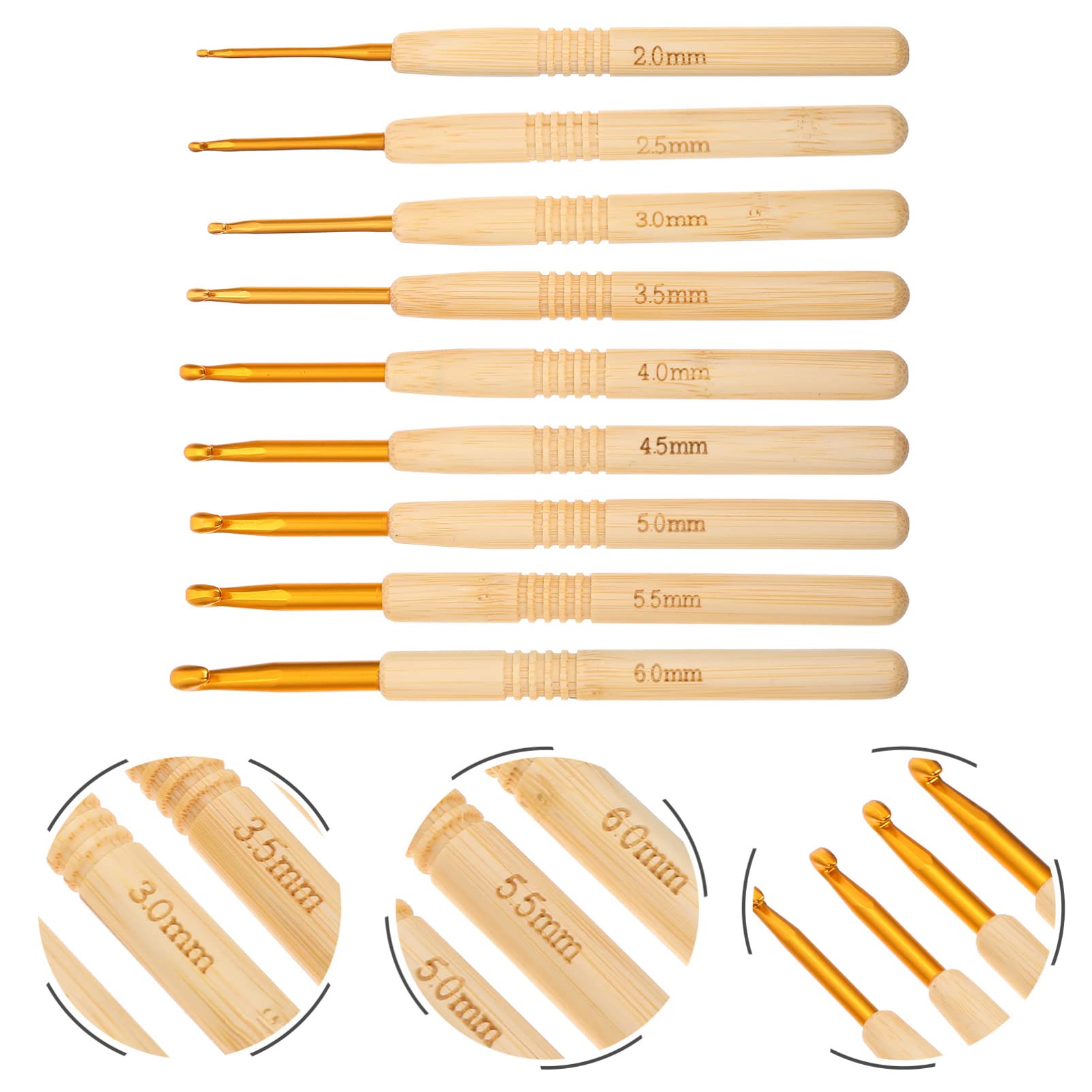 DIYEAH 5 Set Uncinetto Maglioni Strenne Anti-scivolo Tricotin Inter Accessori Cavo Contatore Aghi Infila Ago Kit Uncinetti in Lega Strumenti Per L'artigianato Del Filato Bambù 9 Pezzi * 5