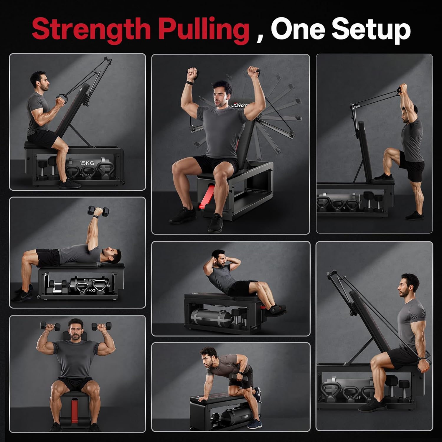 Joroto Cable Fly Weight Bench With Storage For Home Gym, 990...