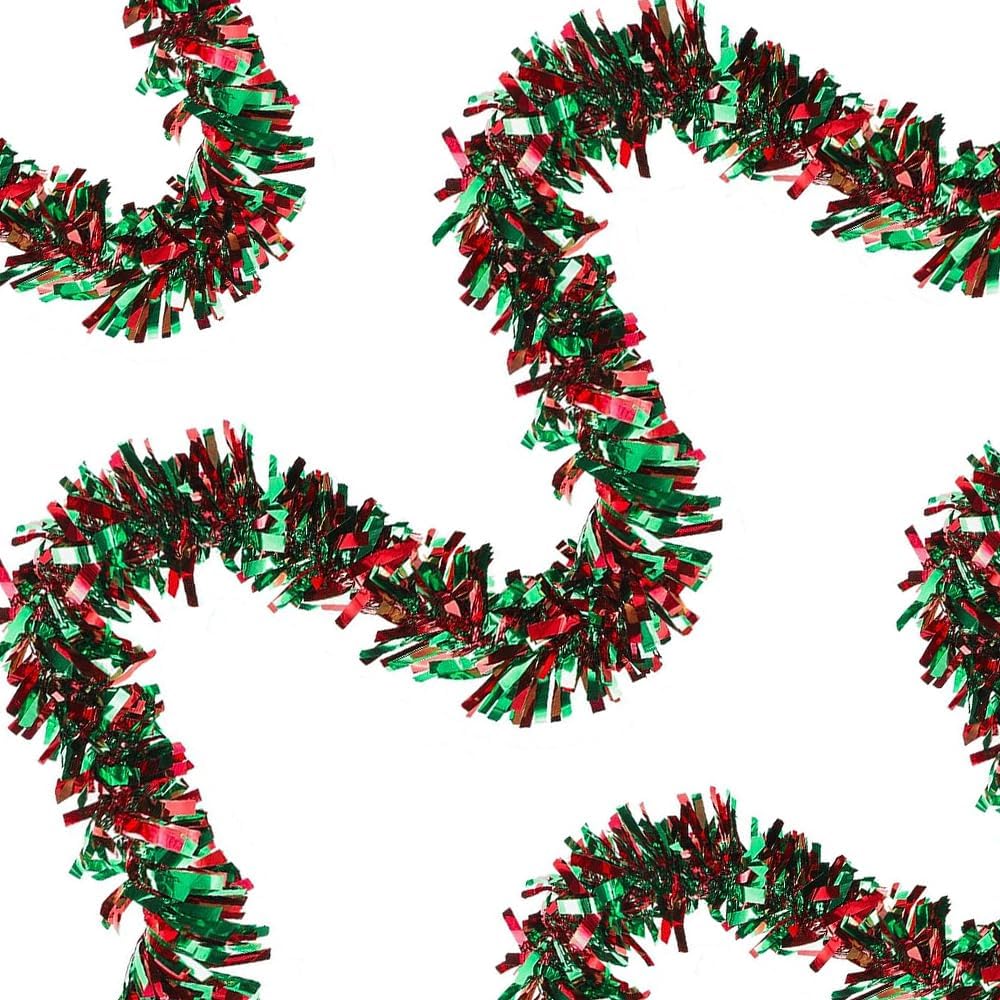 59Ft Christmas Tree Tinsel Garland Decorations, Red and