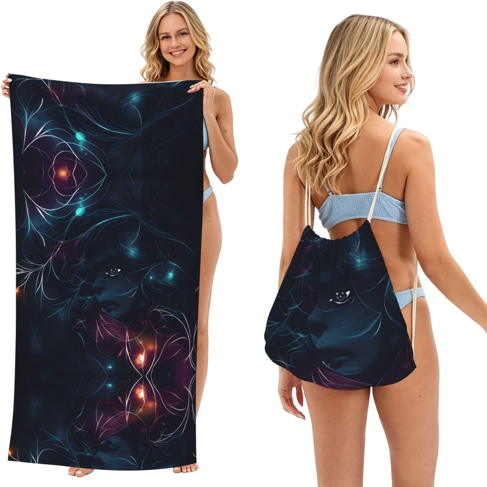 SXZVVBN The girl in the dream 2-in-1 Beach Towel Bag, Quick Dry Sand Free Travel Towel Backpack for Adults