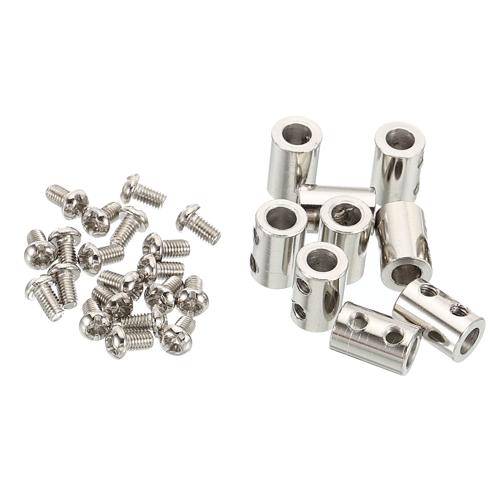 25x PATIKIL Stahlseil-Kabelklemmen M3 Doppelt – Messing, Rostfrei, 3mm Drahtloch, Inkl. 50 Endschrauben – Für Decken, Kronleuchter, Zäune