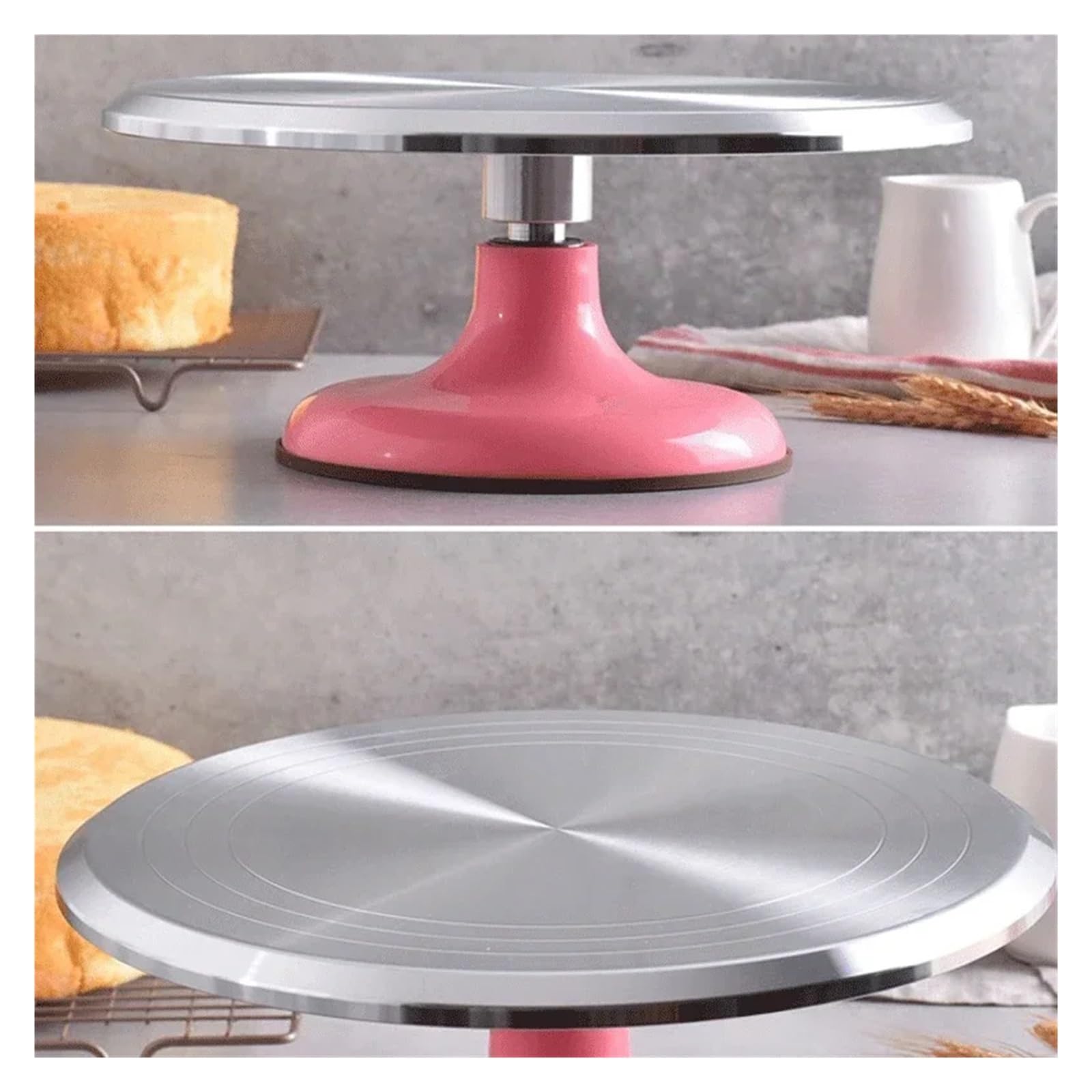 Tocadiscos de aluminio de 12 pulgadas para tartas de cumpleaños, mesa de plástico y flores de Ceic para decoración de pasteles y decoración de pasteles
