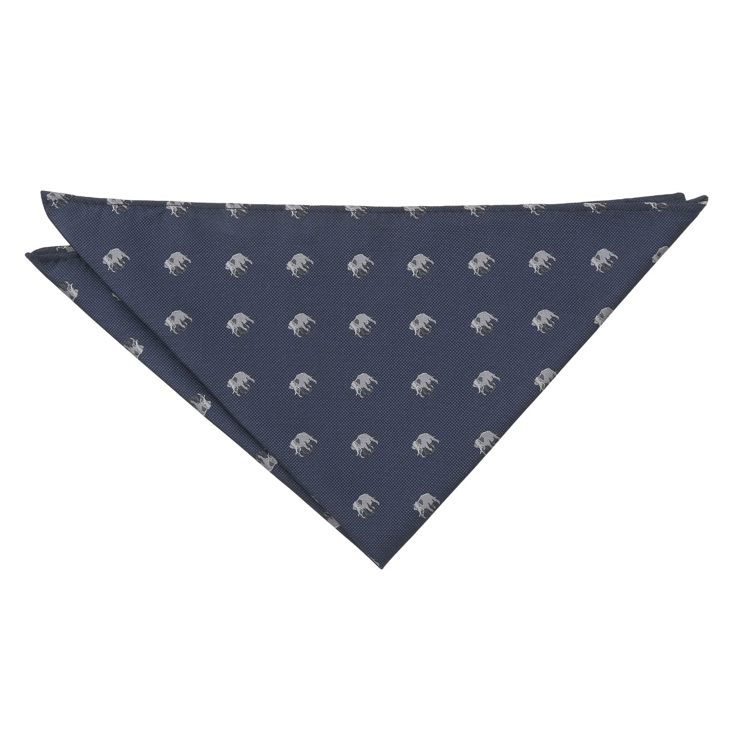 DQT Men's Embroidered Animals Novelty Handkerchief Pocket Square - Navy Blue Elephant