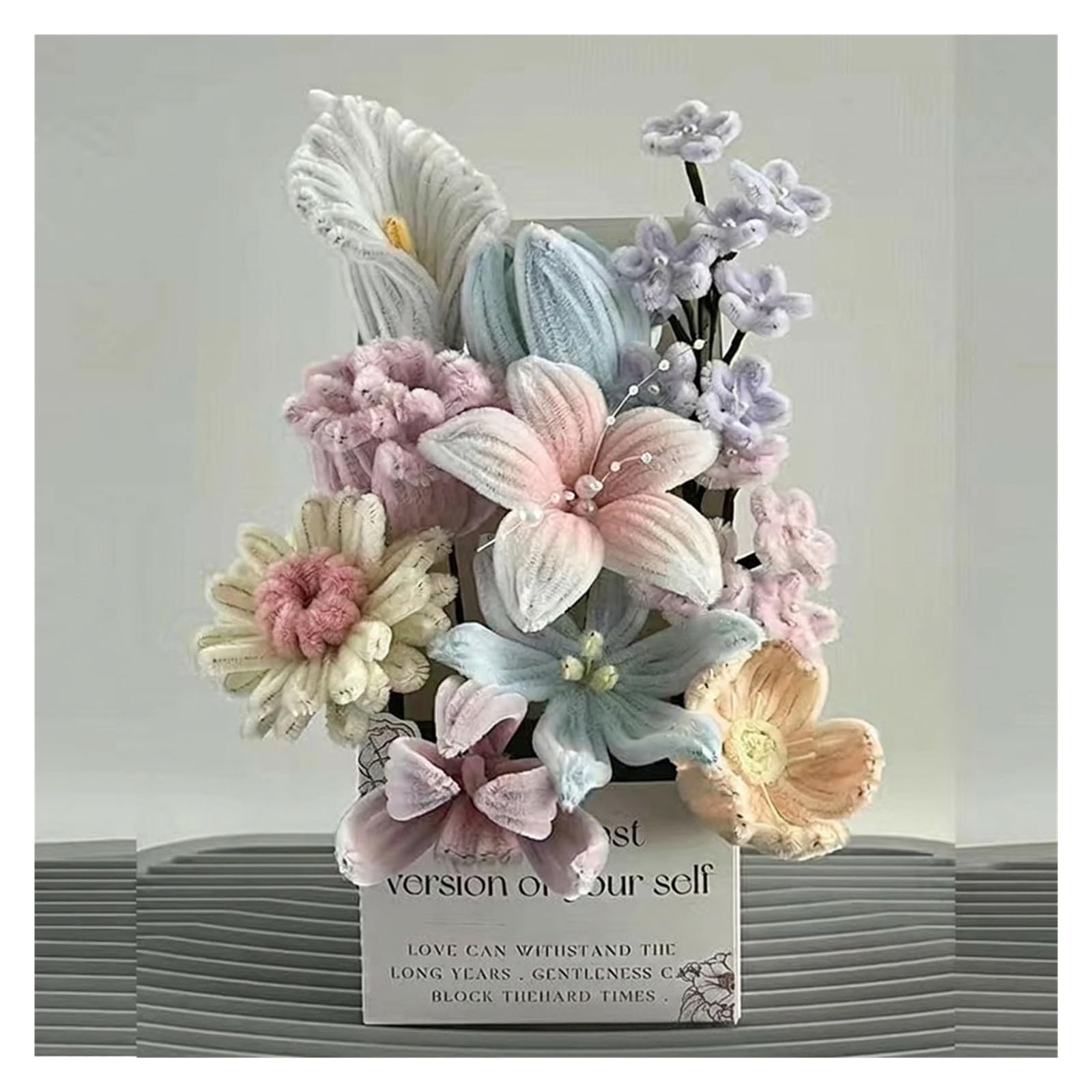 DIY Quilting Fabric kit Handmade DIY Pipe Cleaner Flower Box Craft Kit