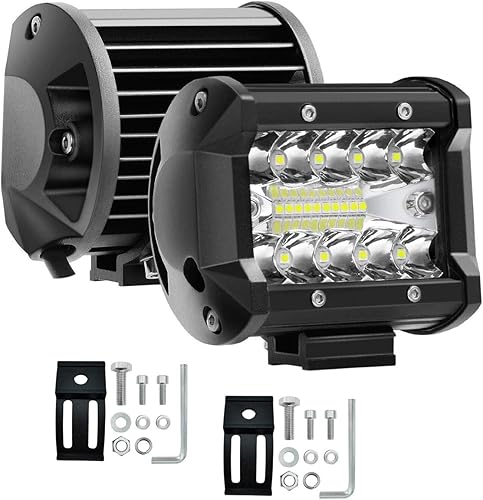 Willpower 2 luces LED de 4 pulgadas para barra de luz LED de triple fila, luces de conducción todoterreno, impermeable, haz combinado de focos de