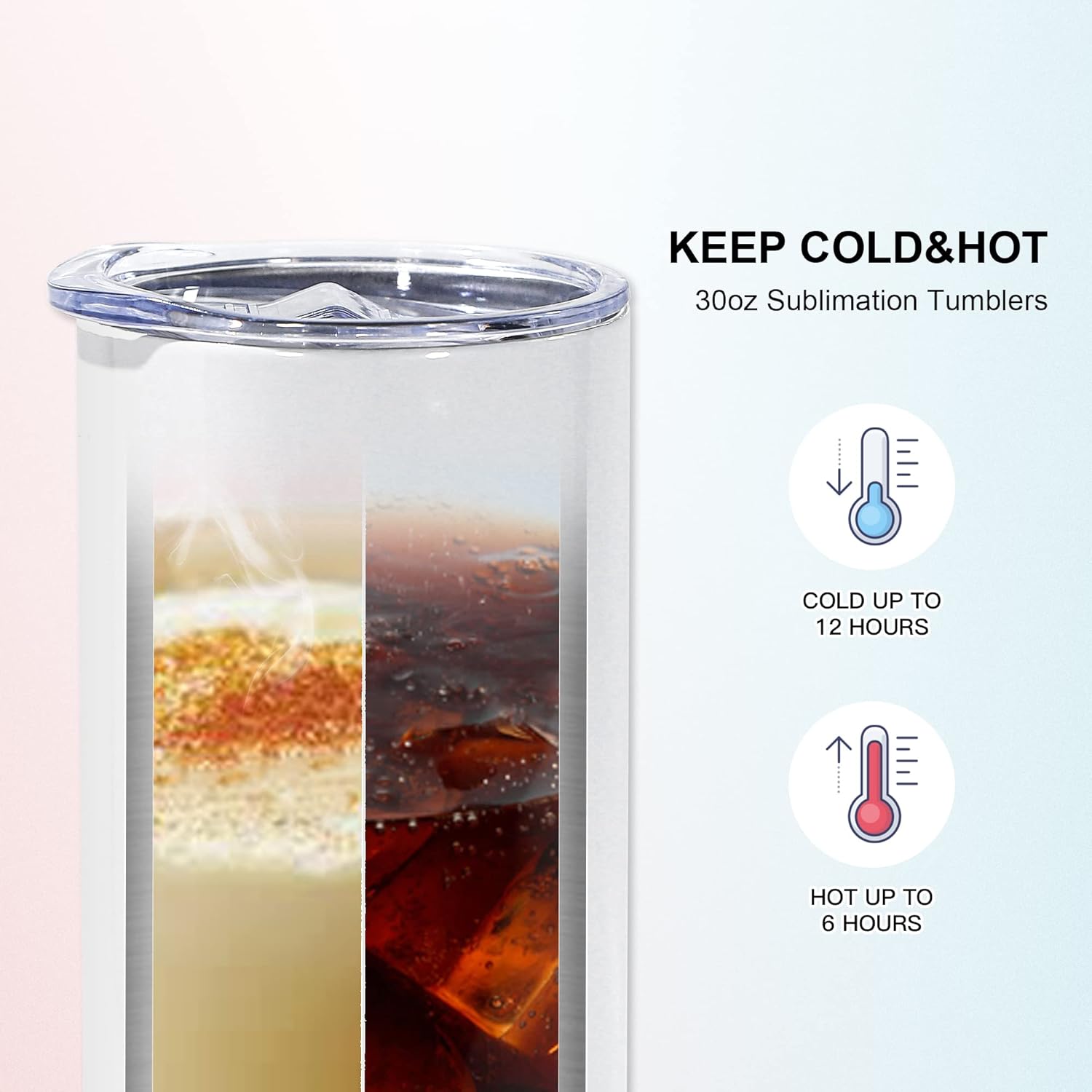 AGH 30 Oz Sublimation Tumblers, Stainless Steel Double Wall Insulated Straight Cups Blank White with Lid and Straw, Birthday Diy Gift For for Heat Sublimation Machin（6 Pack） - Image 4