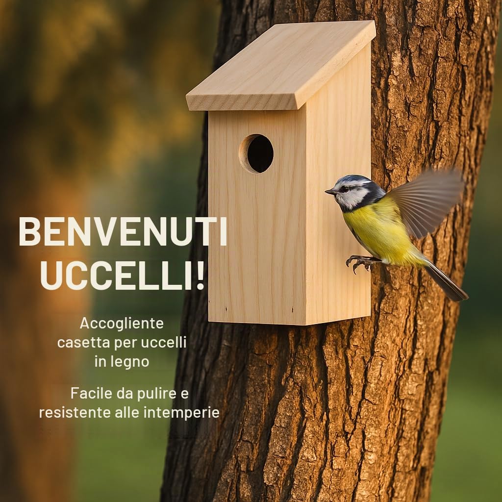 Flamingo Cassetta nido per uccelli in legno Cortesa Inclino - 14x13x20cm - resistente alle intemperie - legno di pino certificato FSC