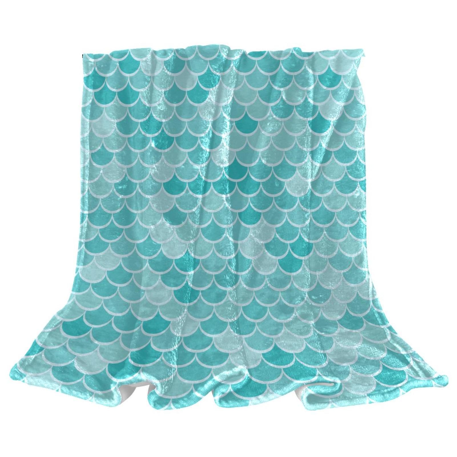 Couverture microfibre chaude et douce style sirène bleue jeté de canapé
