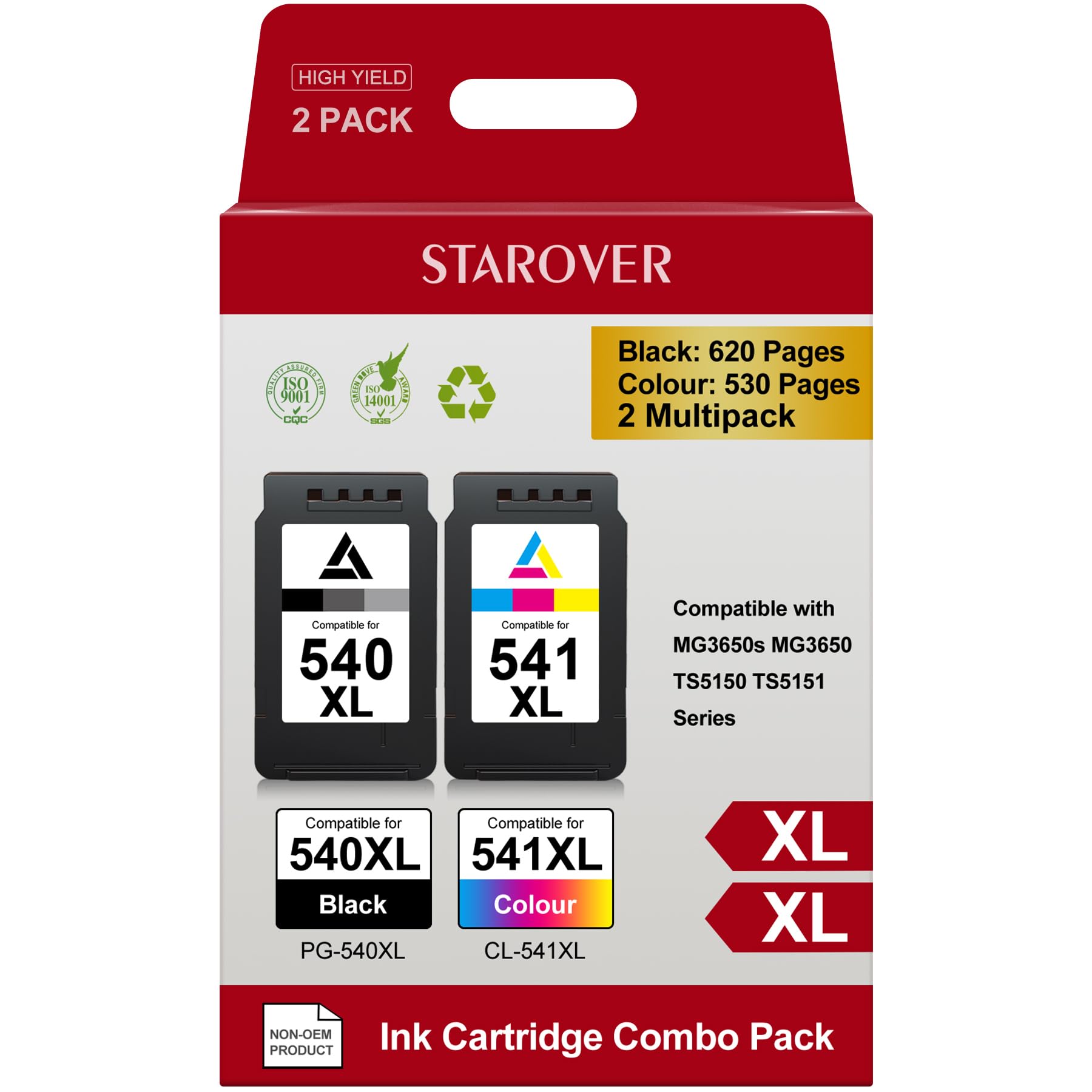 540XL 541XL Compatibile per Cartucce Canon 540 541 XL per PIXMA MG3650s | Compatibile per Canon PIXMA MG3650s MG3650 MG3600 TS5150 TS5151 MX375 Cartucce Stampante PG540 Nero CL541 Colore Multipack