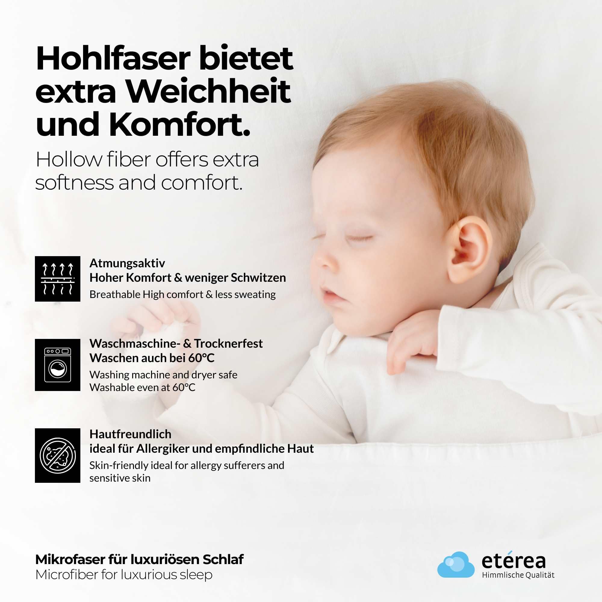 eterea Winterdecke 240x220 extra warm - Frieda Steppdecke nach Oekotex 100 - Ganzjahresdecke 240x220 - Extra Weiches Oberbett - Blanket Duvet Decke - Winter Bettdecke 240x220cm Weiß