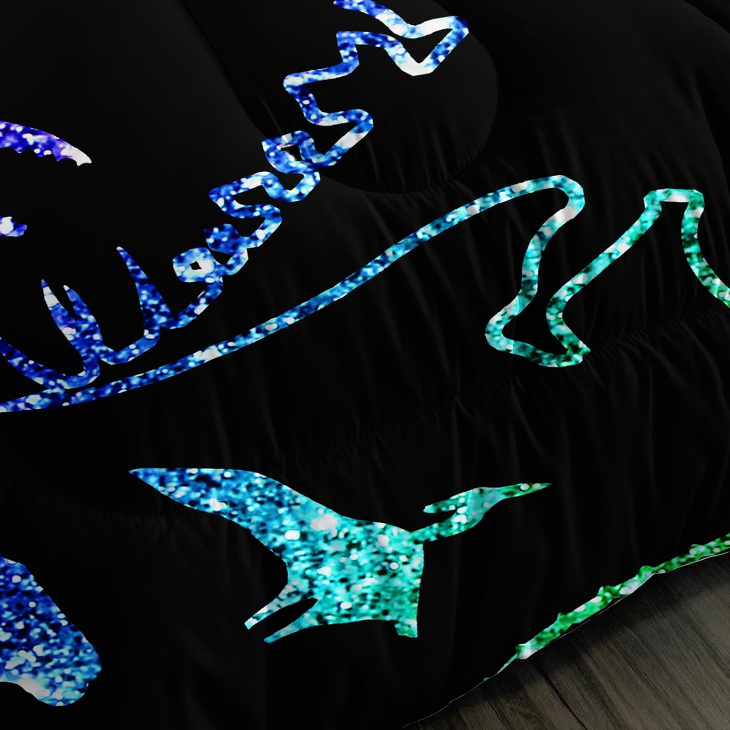 QOOMO Rainbow Dinosaur Comforter Set for Girls Boys, Twin
