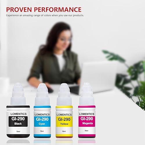 Miniatura 7 de GI-290 - Botellas de tinta (4 unidades, negro cian magenta amarillo) - Lometic GI290 GI-290 repuesto de repuesto de tinta para impresora Canon PIXMA