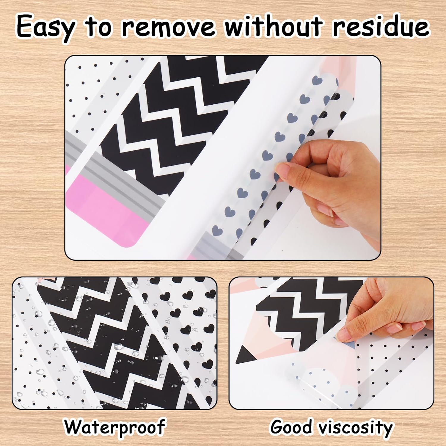 Whaline 8 Sheet Black White Pencil Wall Decals Minimalist Pencil Peel and Stick Wall Decals Self Adhesive Removable Wall Corner Stickers for Home Classroom Blackboard Decor Back to School Supplies