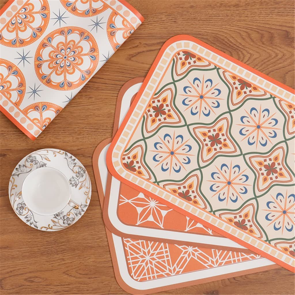6 Pcs Retro Cuir Western Napperon Restaurant Table Tapis Vaisselle Pad Isolation Thermique Cuisine Accessoire (Color : F) HGCHH
