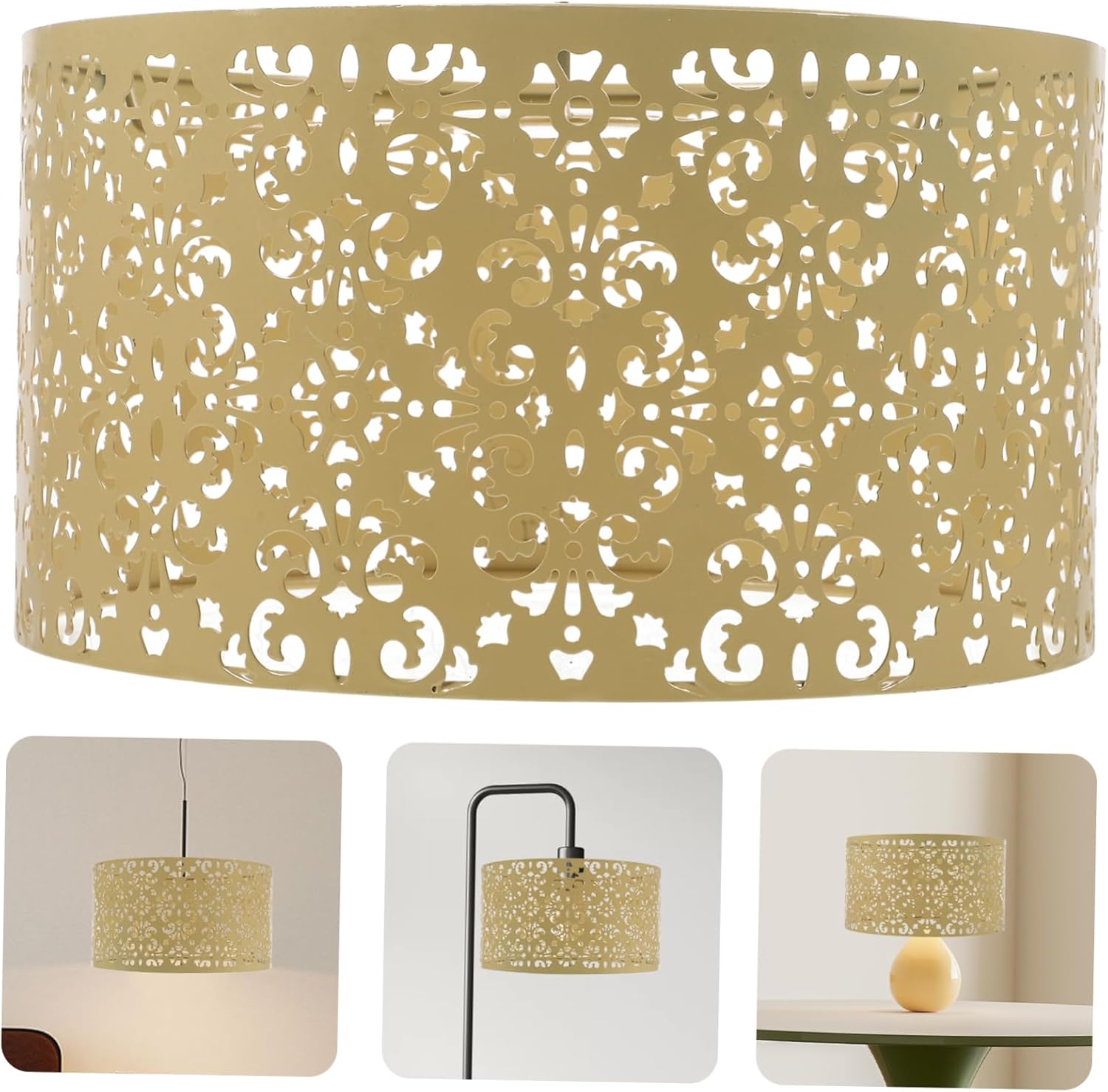 Alipis Hollow Decorative Lampshade Replacement for Table and Floor Lamps Elegant Carved Diffused Light Rustic Comfort for Living Room and Bedroom
