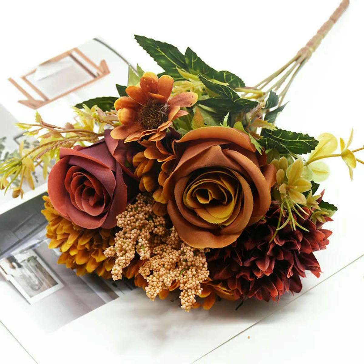 CVJdfhRE fake flowers， Artificial Flowers Bouquet European(4)