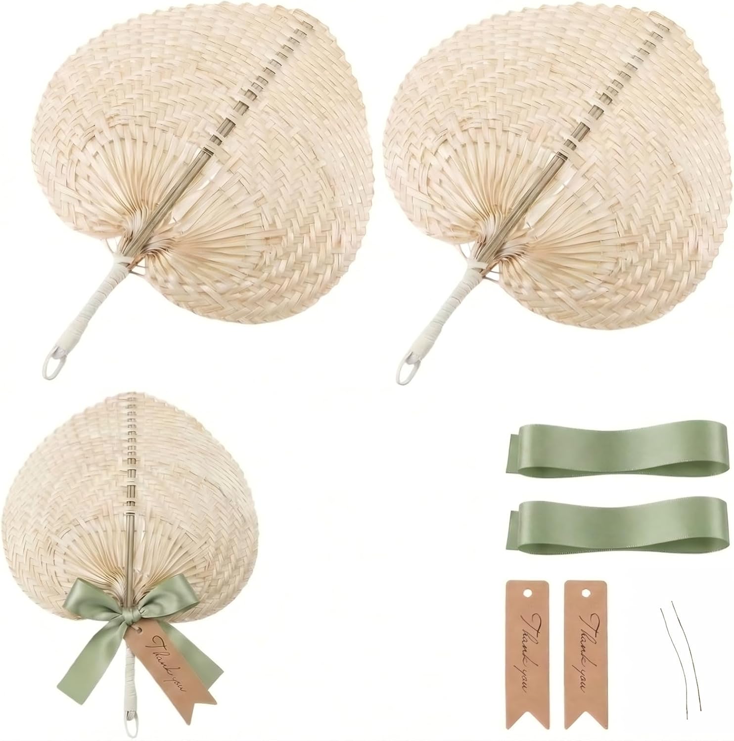 Woven Hand Fan - Wedding Fans for Guests Bulk, Natural Bamboo Raffia Hand Fans, Boho Wall Fan Decor, Bridal Shower Party Favors, Abanicos de Mano Para Fiesta, Summer Outdoor Events & Beach Party
