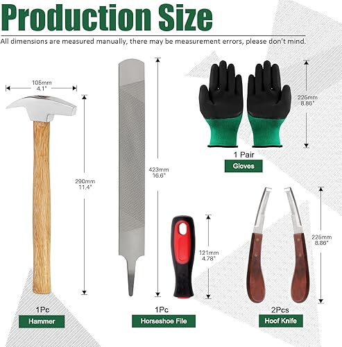 Miniatura 3 de Keadic Kit de herramientas de pezuña de herrador de 10 piezas con paquete de rollo, incluye alicates de corte de zapatos de caballo, raspador de
