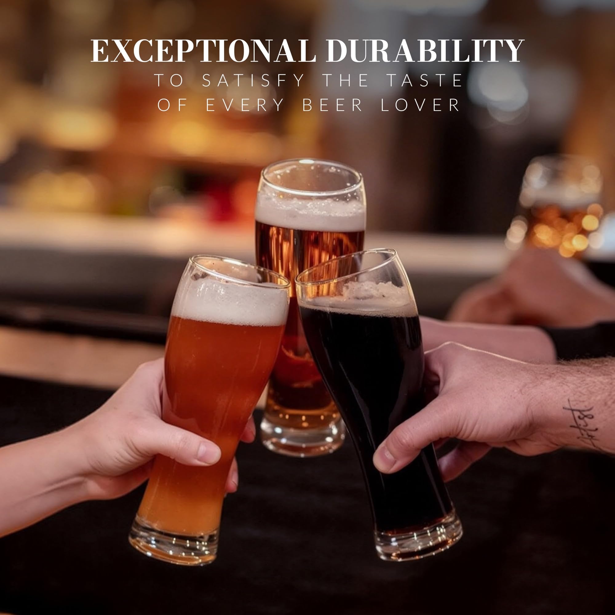 KROSNO Vasos de cerveza altos | Juego de 6 | 16.5 oz | Colección Chill | Perfecto para el hogar, restaurantes y fiestas | Apto para lavavajillas y microondas