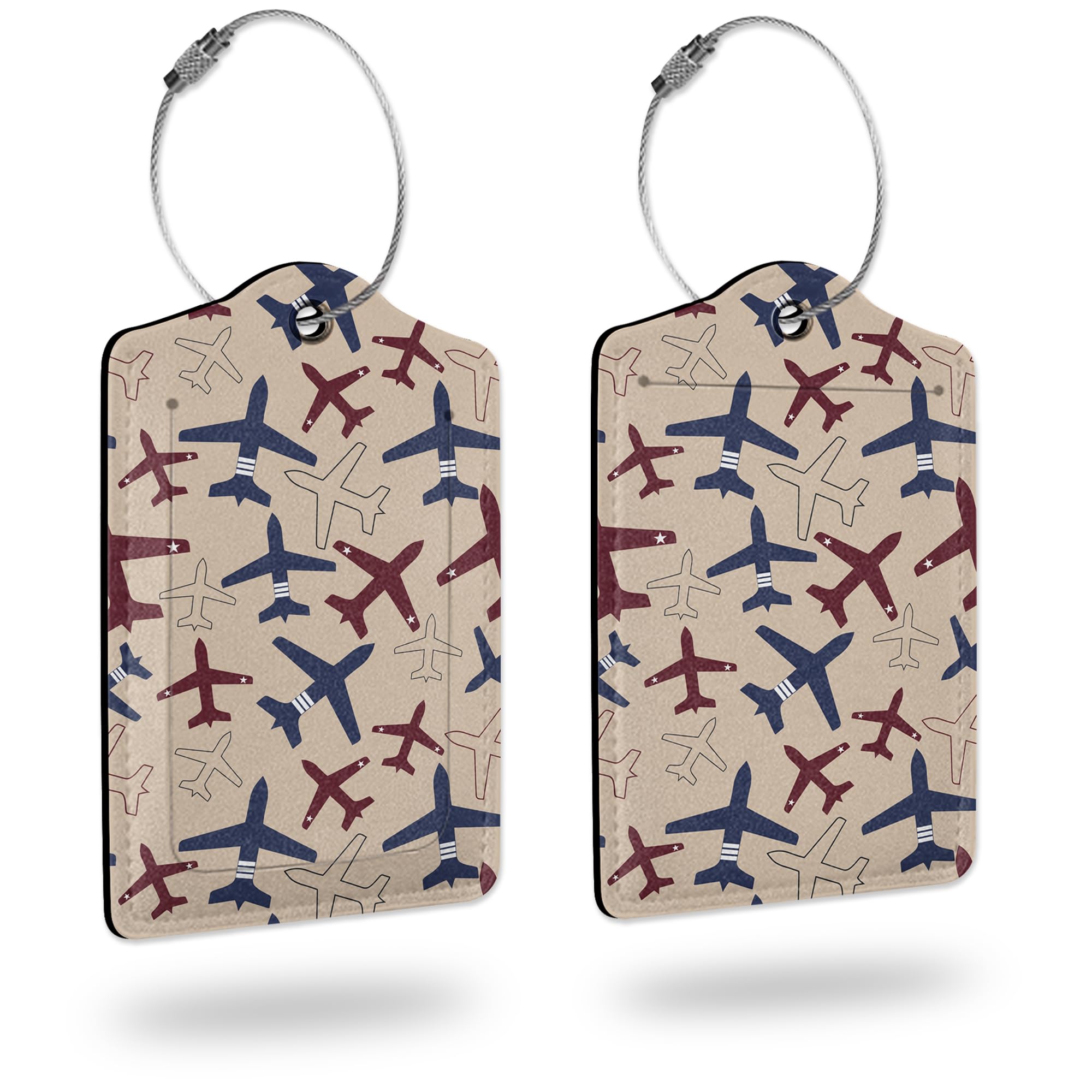 Luggage Tags for suitcases,2 Pack Airplane Luggage Tag,Leather Stainless Steel Loop Label Tag for Women Men Girls Travel Bag Suitcase