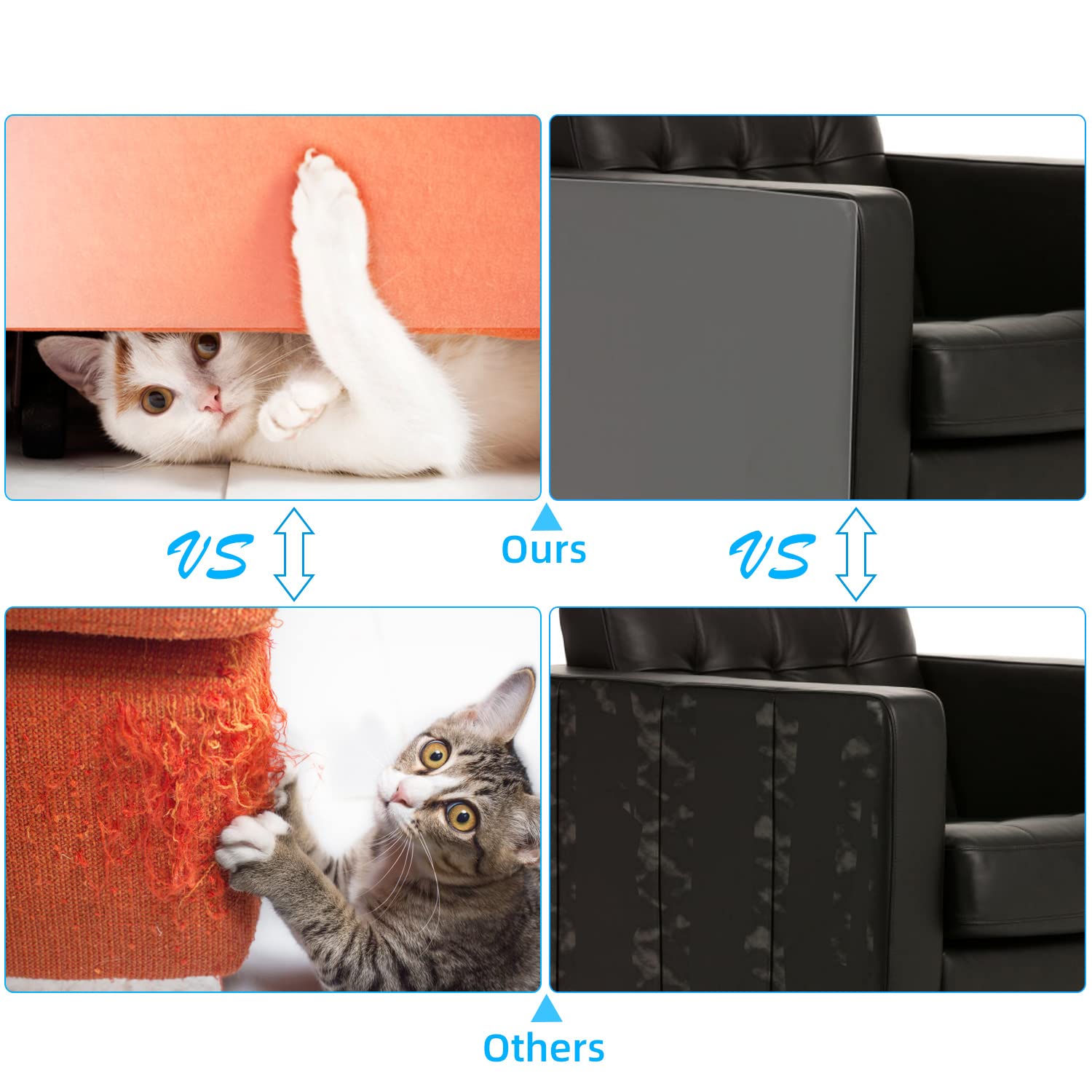 Pidsen Protezione Graffi Gatto, 30x500CM Protezione Antigraffio Nano Nastro Adesivo Divano Gatti Graffi,PVC Anti-Graffio Protector per Divano Porta e Mobili, Protezioni per Mobili per Divani