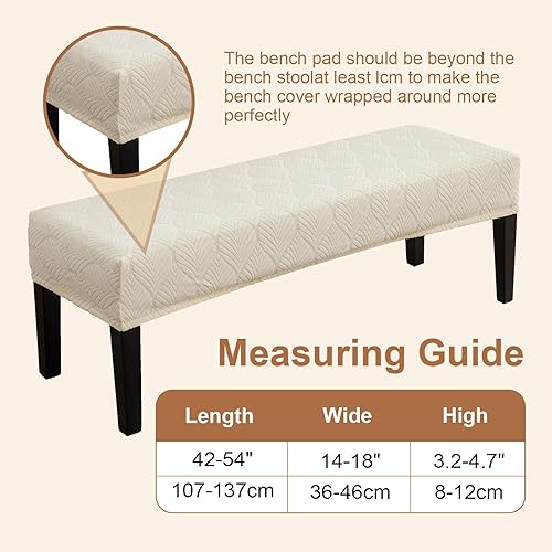 Miniatura 6 de Fundas impermeables para banco de comedor, funda protectora de asiento de banco de jacquard elástico, funda rectangular para dormitorios, salas de