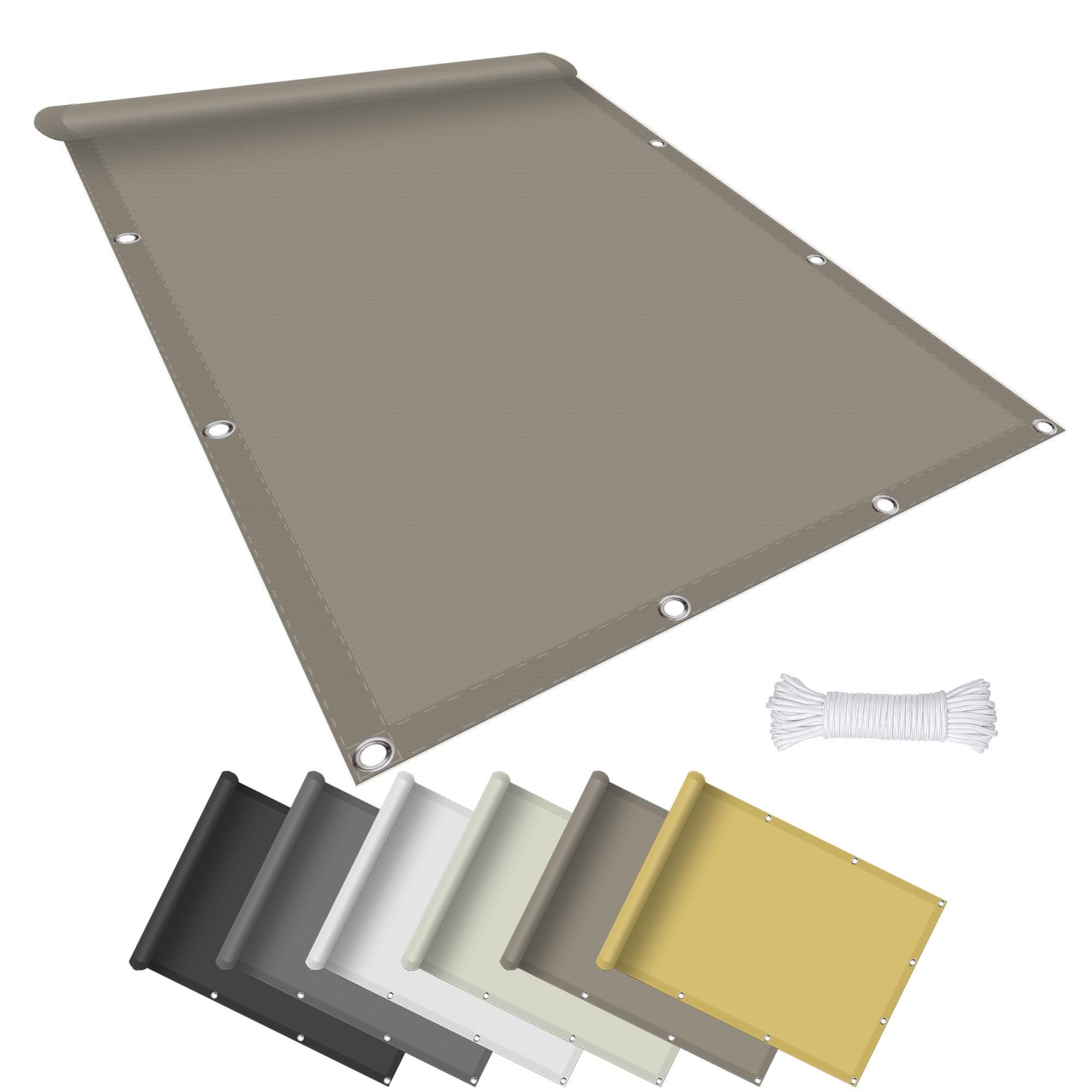 Awning Sun Protection 120 x 340 cm, Weather Protection Sun Canopy, 95% UV Protection PES Polyester Tear-Resistant Weatherproof for Plants, Pergola Fence, Balcony, Outdoor, Yard, Taupe-image-9