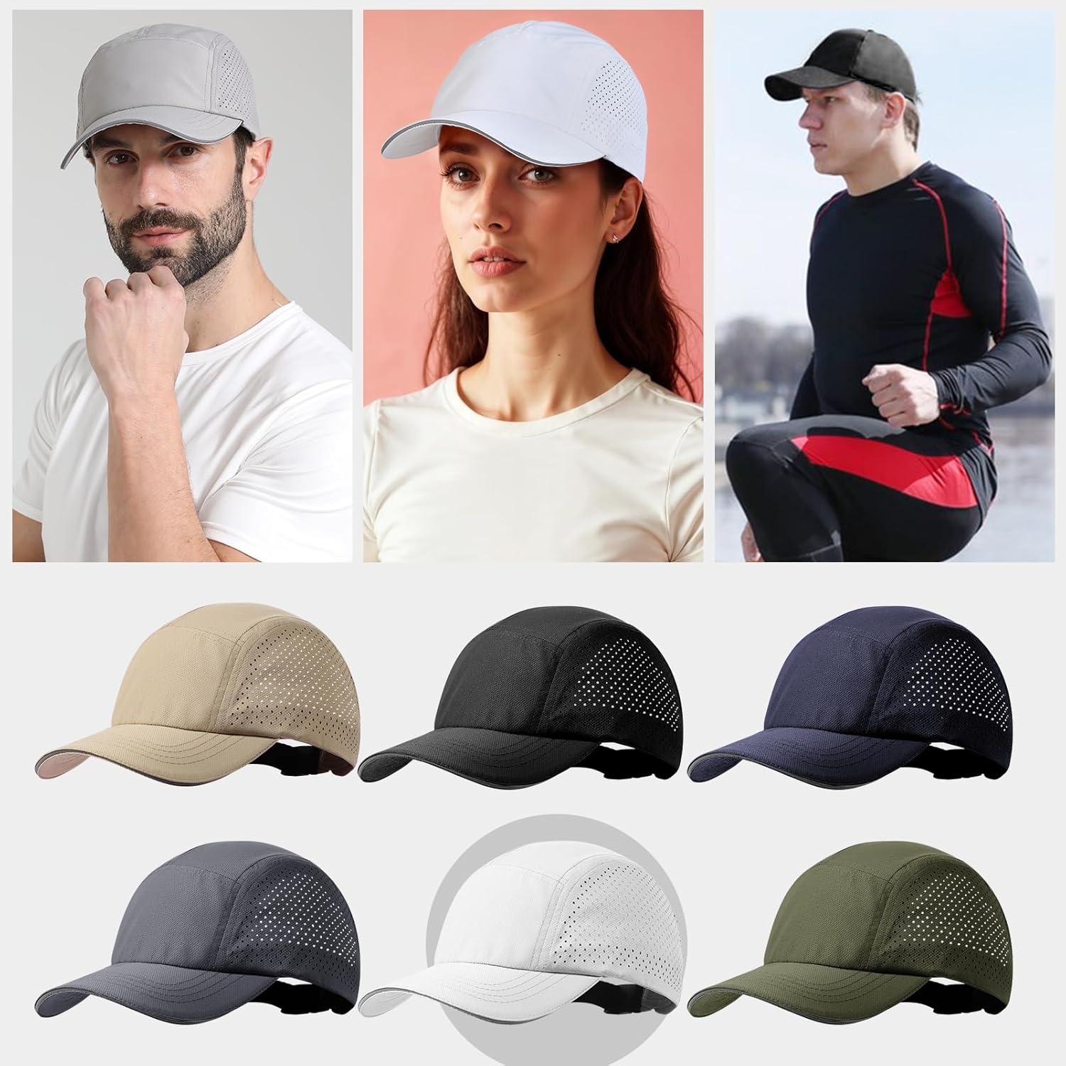 XXL Mens Quick Dry Baseball Cap Cooling Breathable Mesh Sports Cap Lightweight Run Hat with Reflective Trim - Image 6