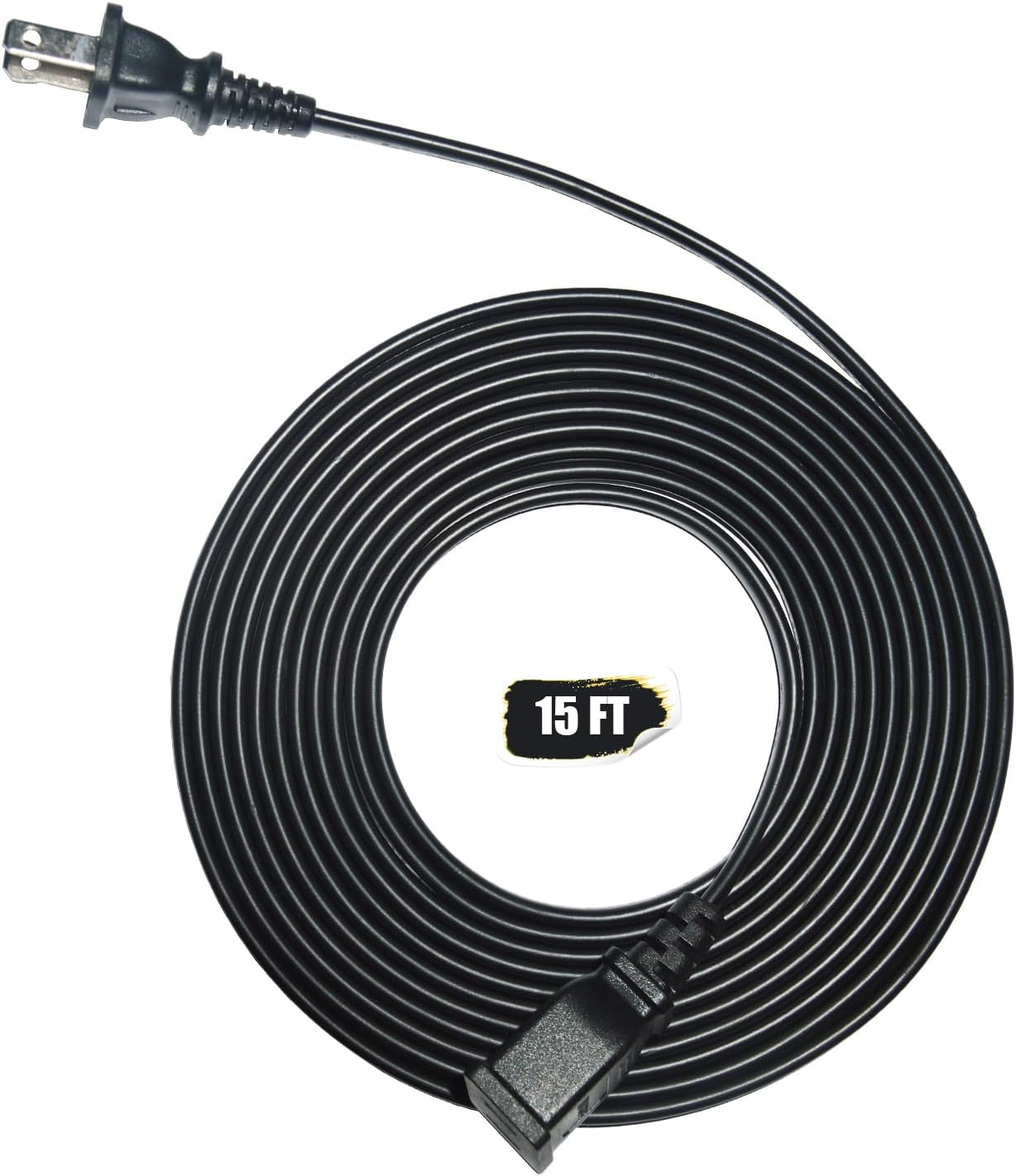 Jplenty 2 Prong Extension Cord for Indoor/Outdoor Use 15ft Long Ideal for