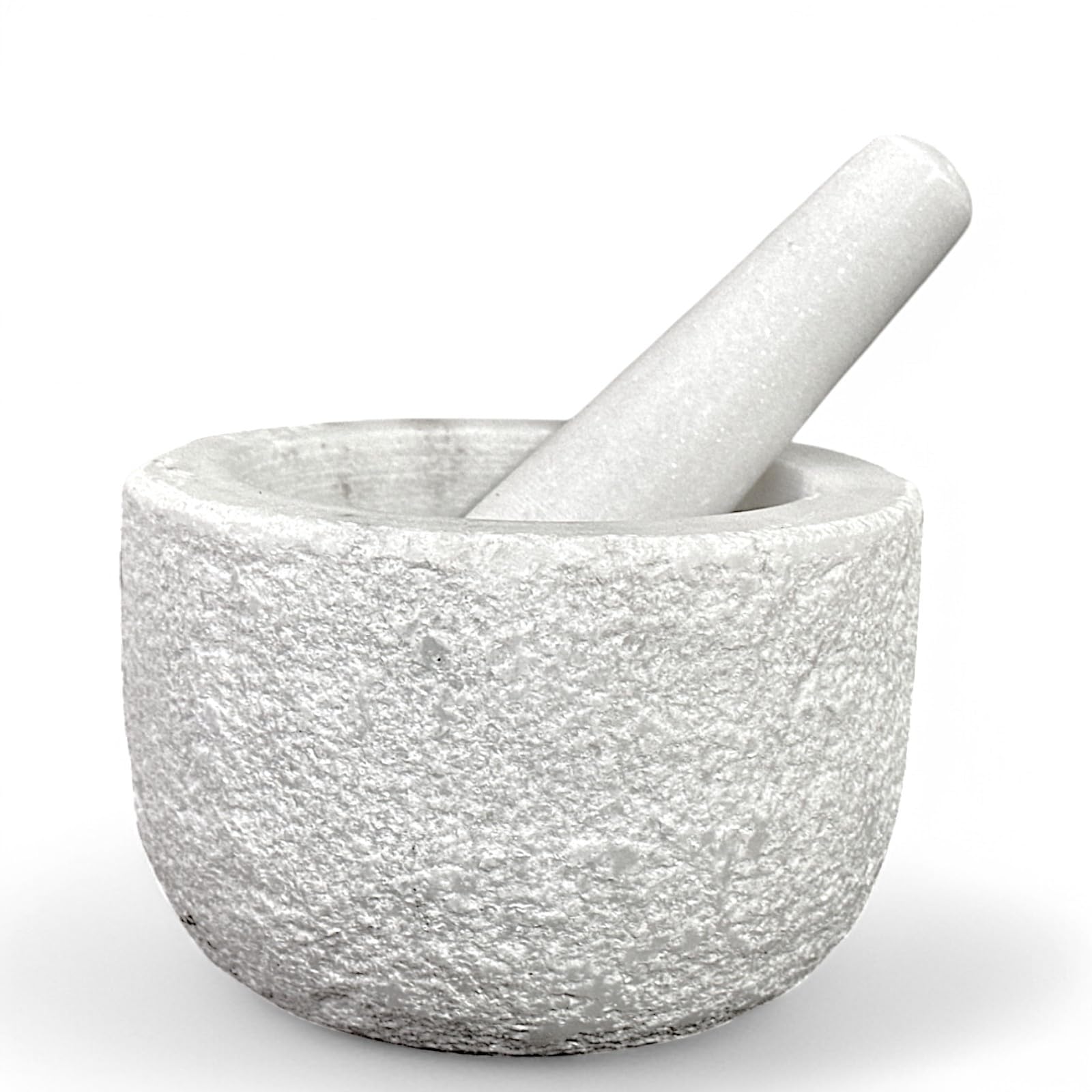 CBAM Mortaio Marmo Bianco Carrara Martellato Pestello in Marmo Mortar Home Art Ø 14cm
