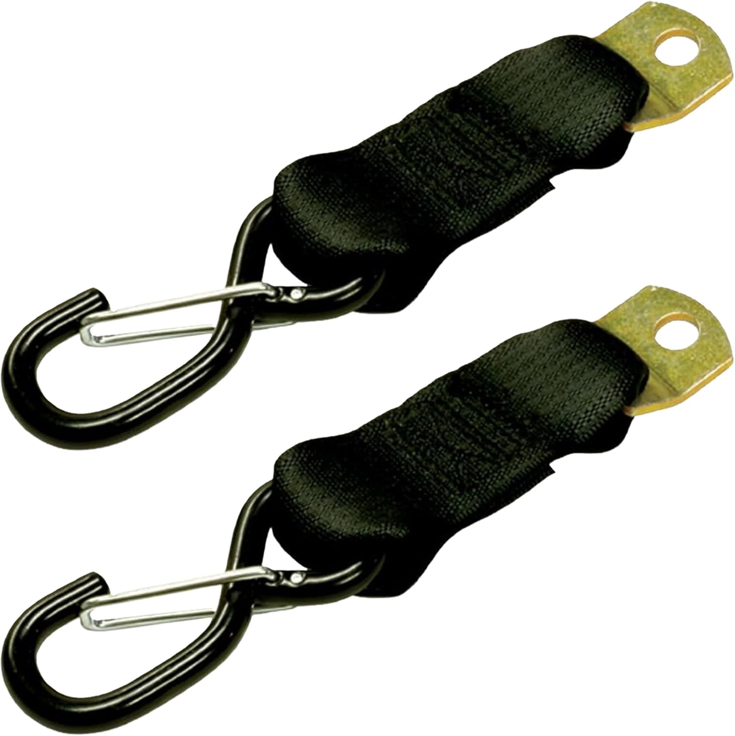 CargoBuckle G3 2-Inch Retractable Ratchet Tie-Down System (2-Pack) with Heavy Duty Straps & S-Hook, 3,500 lbs Break Strength, and F14086 S-Hook Adapter Strap (2-Pack, Black)