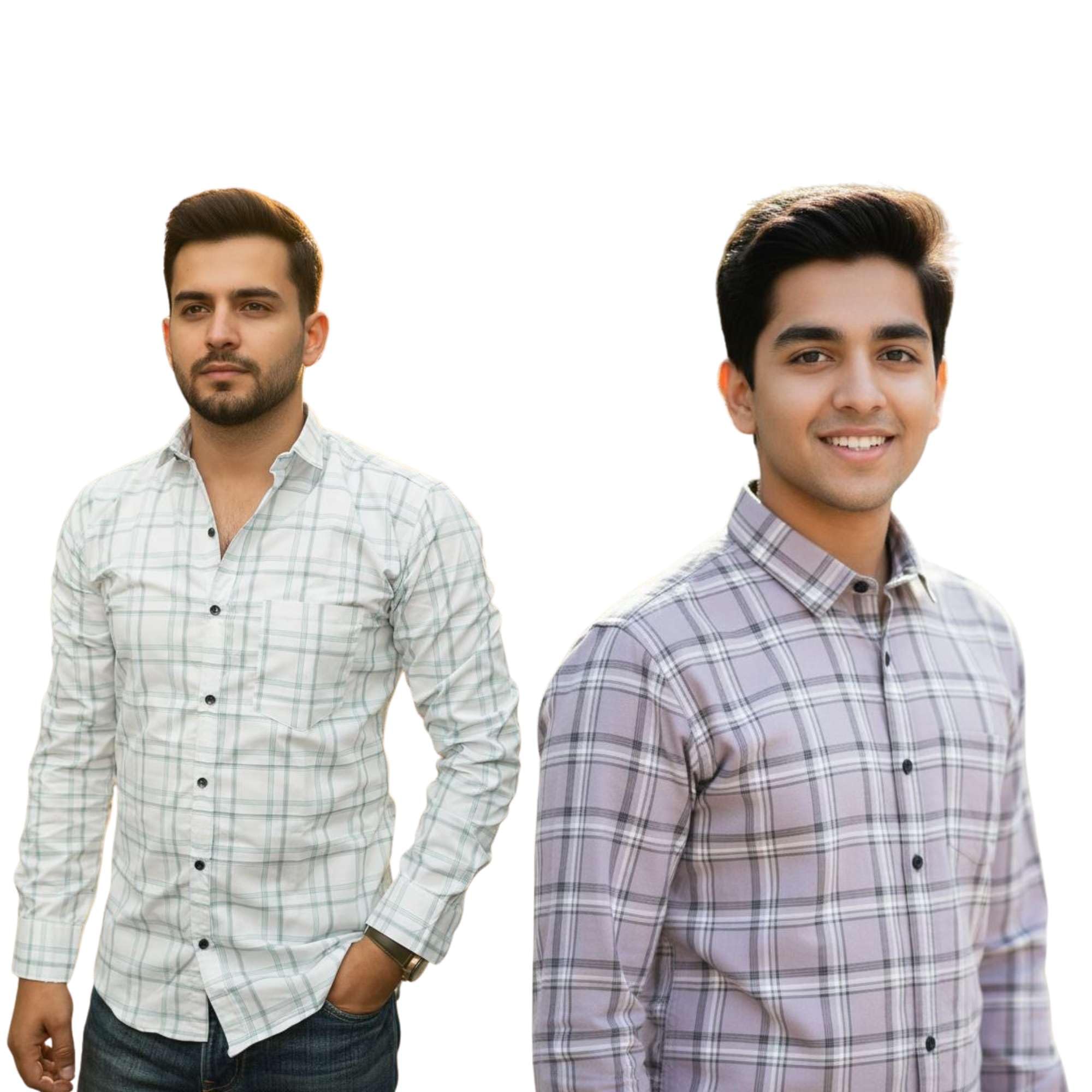 Men’s Checkered Pattern Regular Fit Shirt Pack of 2 | Full Sleeve Cotton Shirts for Men and Boys-image-0