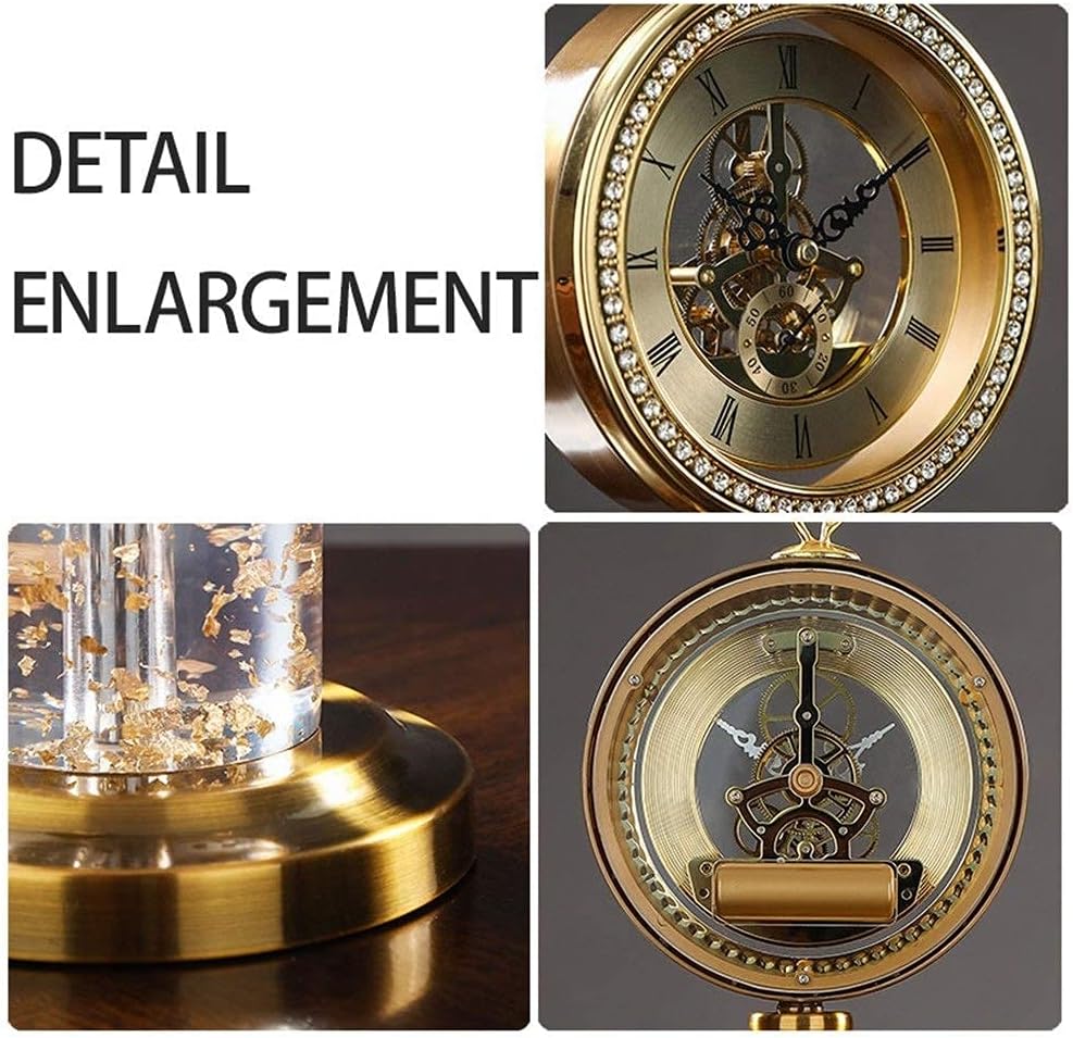 Mantle Clock, Deer Head Imitation Mechanical Clock Mute Running Time Accurate Battery Power Desk Clock Hollow Dial Desktop Decorative Table Clock,