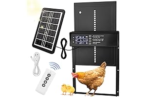 Automatic Chicken Coop Door, Solar Powered, LCD Screen, Aluminum Waterproof, Anti-Pinch, Remote...