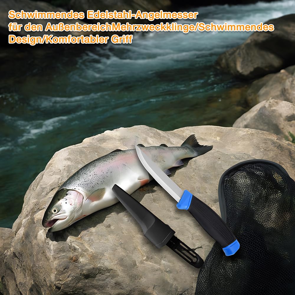 3 zestawy do łowienia ryb, stal szlachetna, wyciągacz haków i nóż wędkarski z pochwą, z aluminium, akcesoria wędkarskie do wędkowania karpi, pstrągów