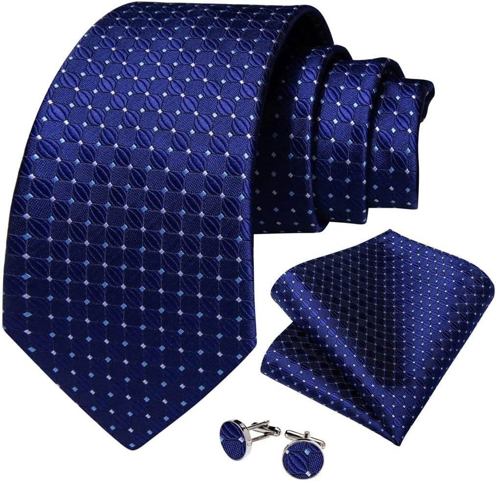 Men's Tie Set Pocket Square Men Neckties Cufflinks Business Accessories for Suits Wedding Party