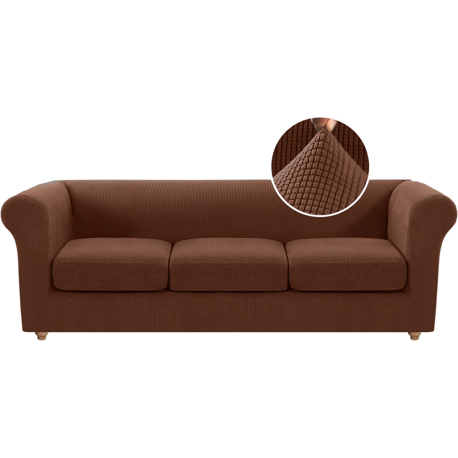 BXFUL Stretch Chesterfield Sofa Cover with Separate Cushion Covers for Living Room Soft Non-Slip Sofa Slipcover Furniture Protector for Dogs Feature Thick Jacquard Fabric (Sofa,Light Coffee)