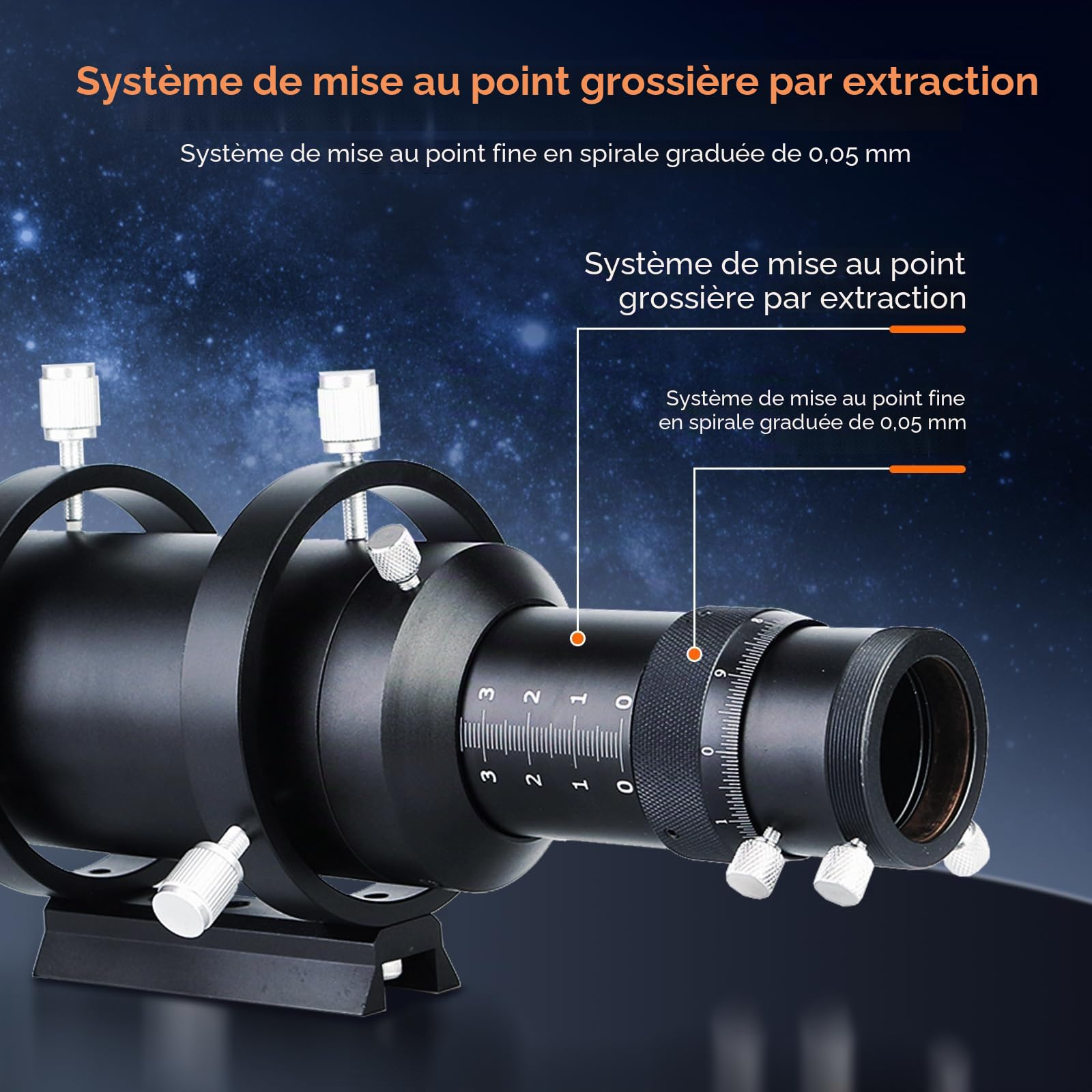 Svbony SV106 Télescope Guideurs 60mm,F4 Télescope Guide Scope avec Focaliseur Hélicoïdal pour Guider Trouver des Étoiles,Compatible avec ZWO QHY Caméra de Guidage