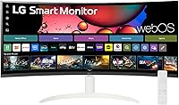 LG 34SR60QC-W 34" UltraWide Curved QHD Smart Monitor: webOS Streaming, 100Hz Refresh, HDR10, AirPlay 2, White