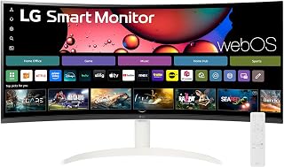 LG 34SR60QC-W 34" UltraWide Curved QHD Smart Monitor: webOS Streaming, 100Hz Refresh, HDR10, AirPlay 2, White