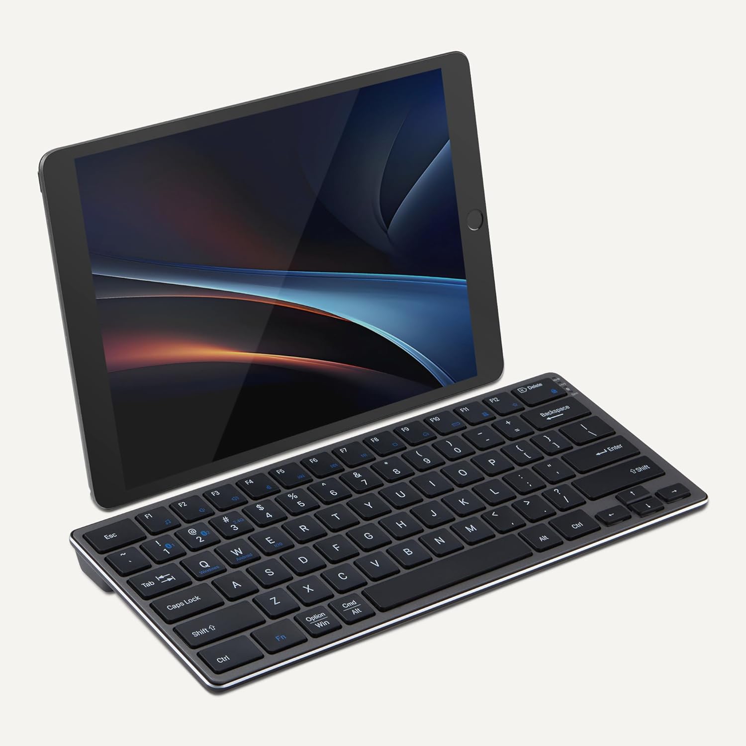 Amazon Basics Portable Wireless Keyboard, Bluetooth & 2.4G, Compatible with PC, MacOS, Laptop, Tablet, Smartphone, Rechargeable, Quiet Typing