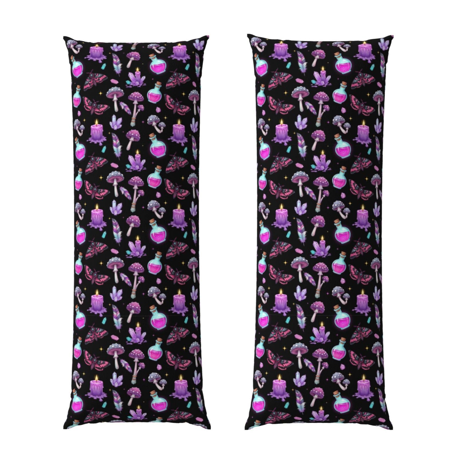 Body Pillowcase 20x54, Goth Magic Witch Witchy, Plush Velvet Pillow Cover with Zipper, Cozyffy Rectangular Cushion Case for Couch Bed Home Hotel