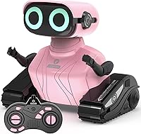 GILOBABY Remote Control Robot Toy for Kids 3-5: Flashing LED Eyes, Dancing Moves, Auto Demo, Pink Gift for Girls