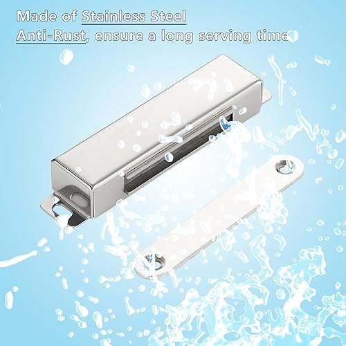 Miniatura 4 de Paquete de 4 cierres magnéticos resistentes para puerta, fuerza de tracción de 90 libras, acero inoxidable, antioxidante, ideal para puerta