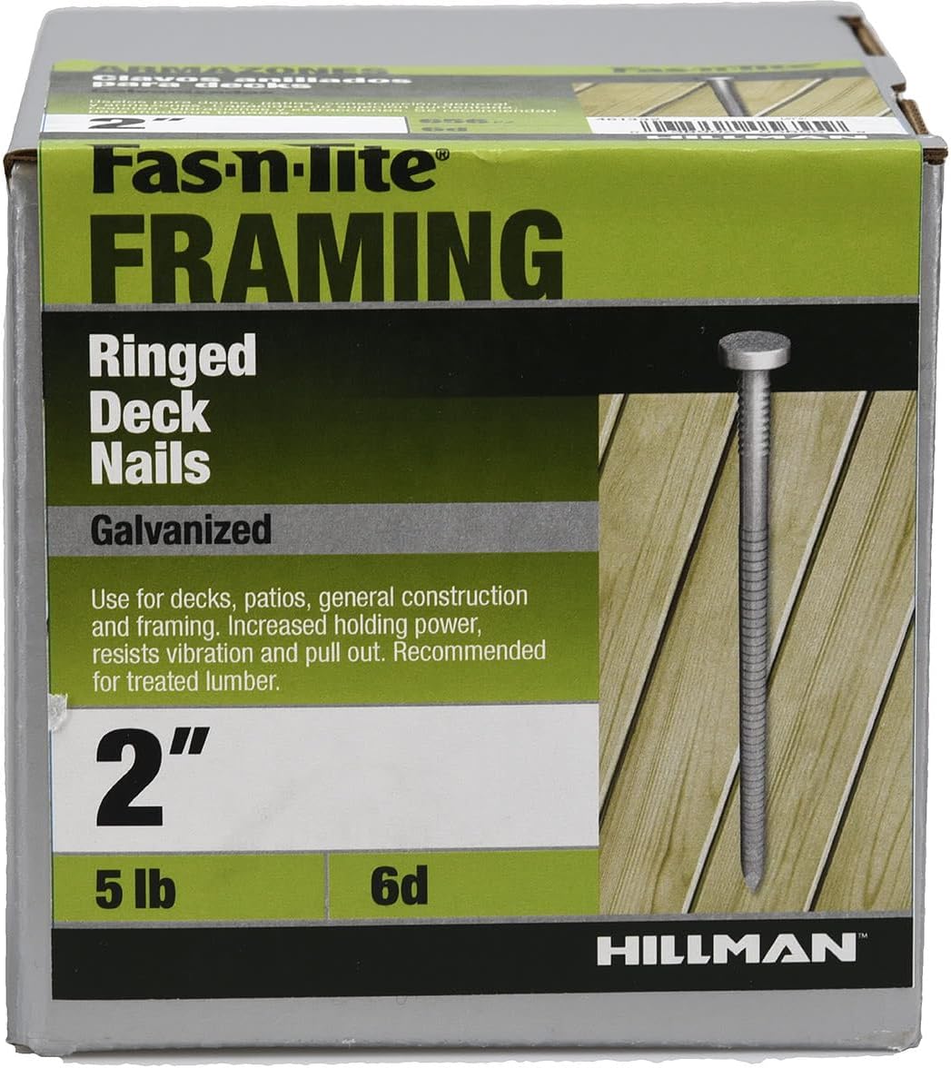 Hot Dipped Galvanized Ringed Deck Nails (2") - 5lb Box
