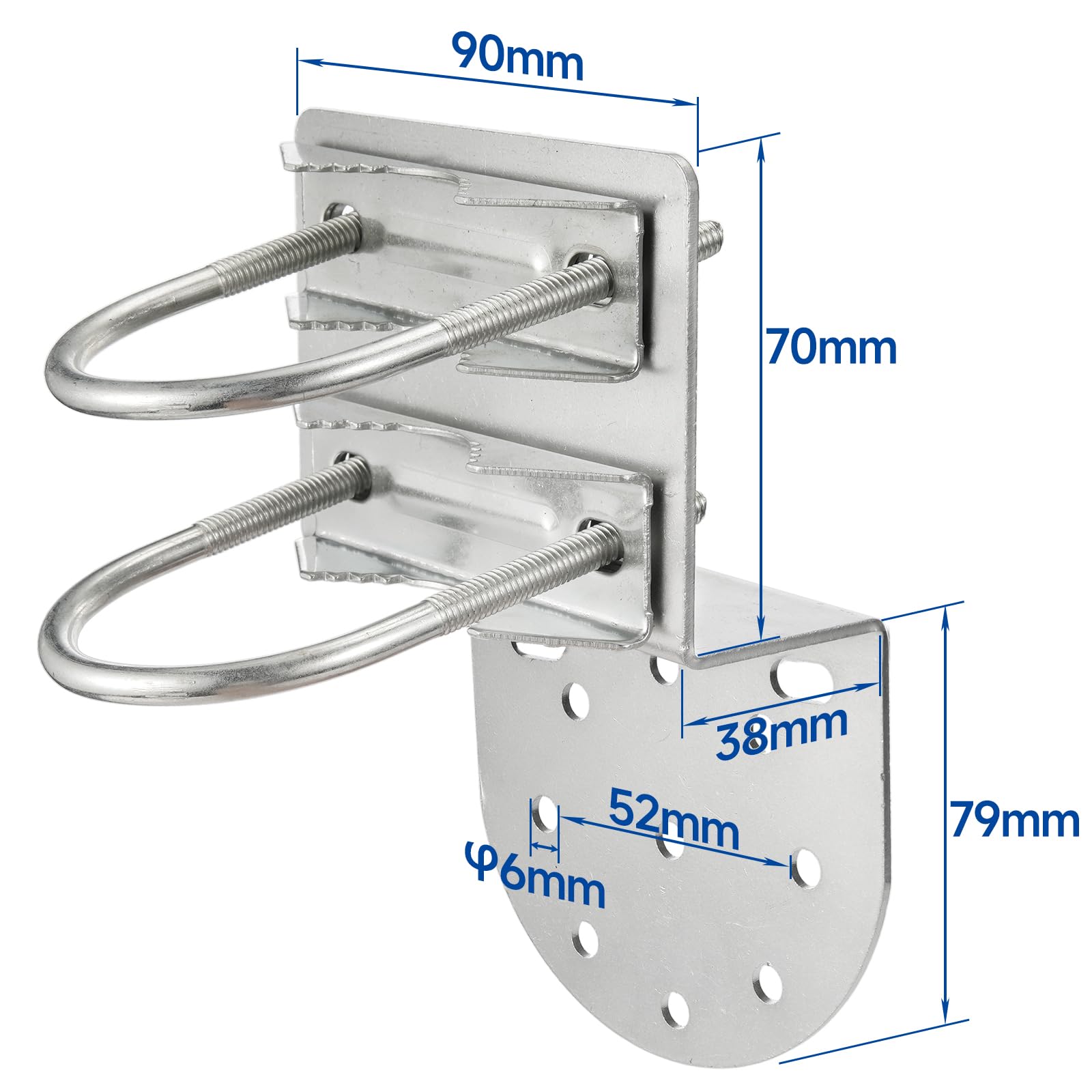 Bingfu Support fixe pour antenne extérieure améliorée anti-corrosion - Kit de serrage en U pour TV CB Ham Radio Yagi WiFi Panneau Antenne externe 4G 5G Tube d'antennes en fibre de verre