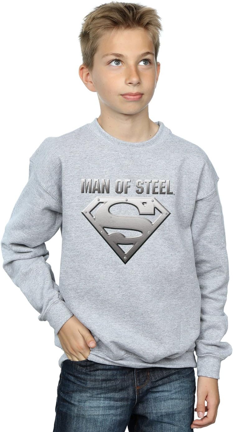 DC Comics Boys Superman Man of Steel Shield Sweatshirt 9-11 Years Sport Grey