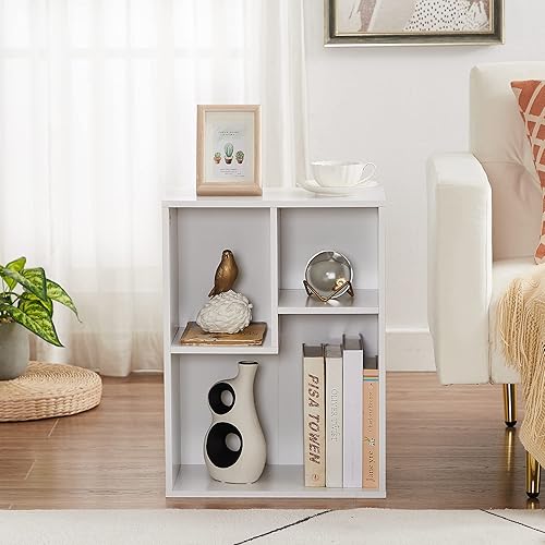 Miniatura 6 de VECELO Estantería pequeña de 3 cubos, bibliotecas modernas con estantes de hasta 12.8 pulgadas, apto para libros de texto de tamaño común, vertical