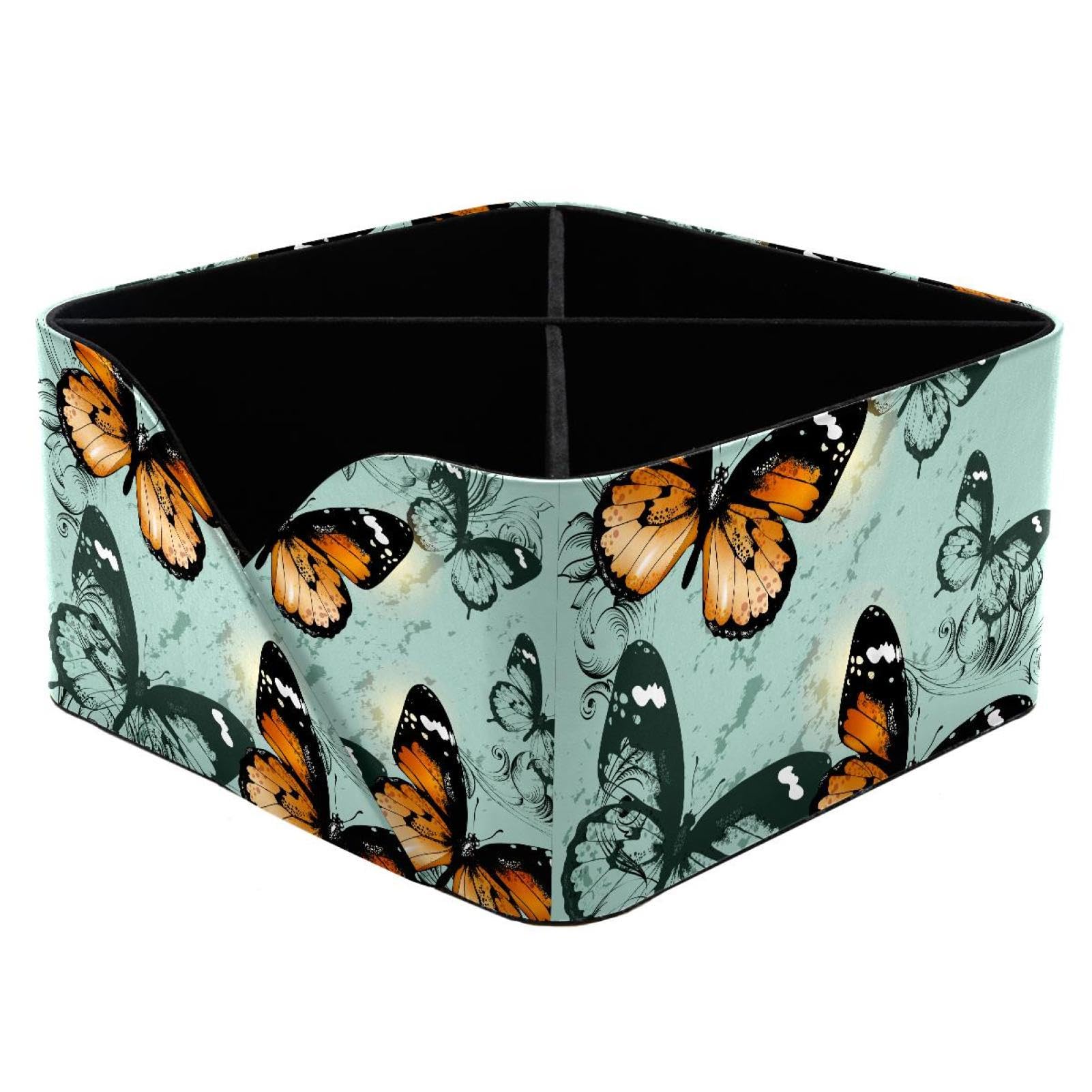 KengjuTesu Butterflies Desktop Organizer Pen Holder, Rectangular Pencil Cup for Office, Study and Makeup Stations