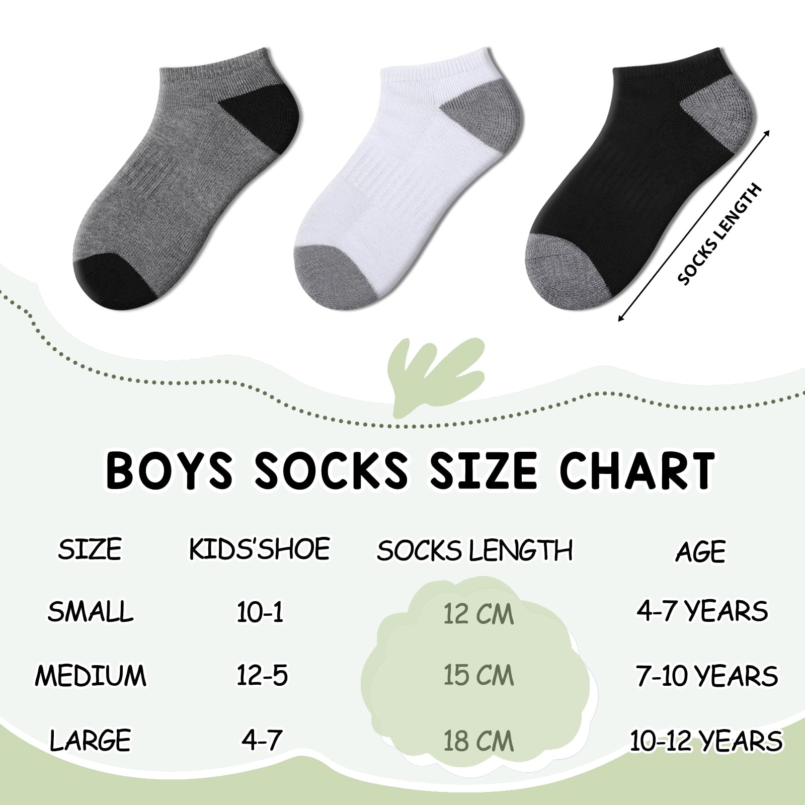 Comfoex 10 Pairs Boys Socks 4-6 6-8 8-10 Years Old Low Cut Ankle Athletic Socks For Kids Short Half Cushioned Socks